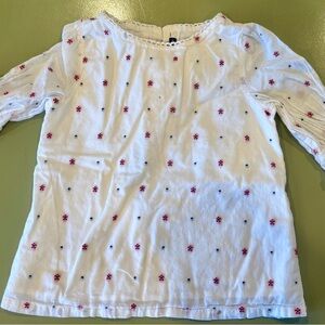 Janie and Jack White Long Sleeve Shirt with Red and Blue Dots